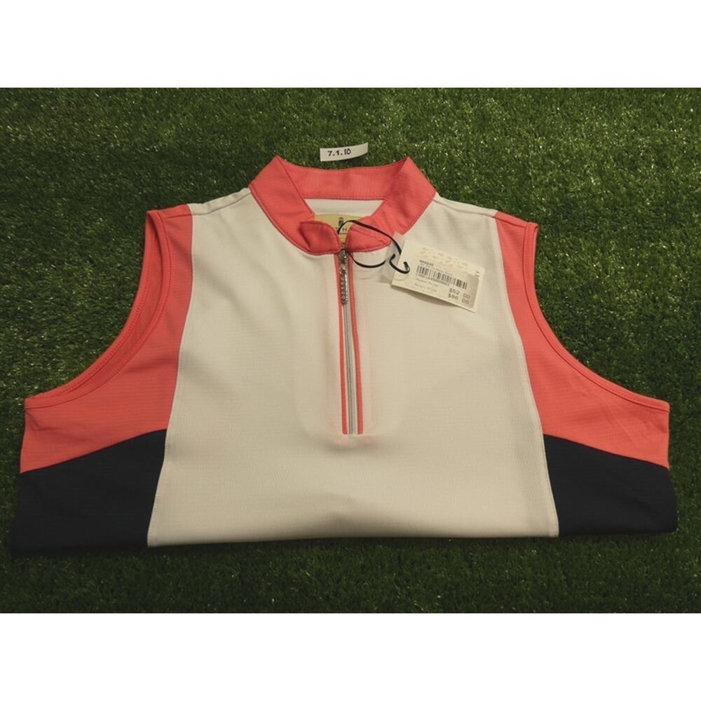 Sport Haley Womens Adria Bess Sleeveless Golf Shirt White/Pink/Navy Small